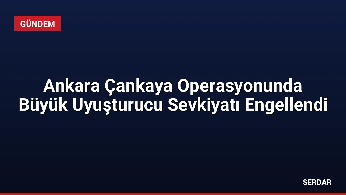 Ankara Çankaya Operasyonunda Büyük Uyuşturucu Sevkiyatı Engellendi